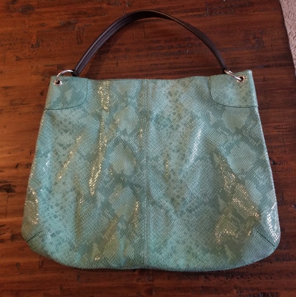 Banana Republic Handbags - Banana republic  snakeprint aqua genuine leather h